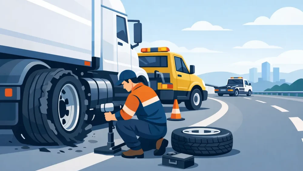 Truck Tyre Blowout Recovery Done Fast